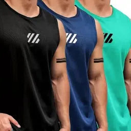 Pack of 3 Men Printed Round Neck Polyester Multicolor T-Shirt-picture-12