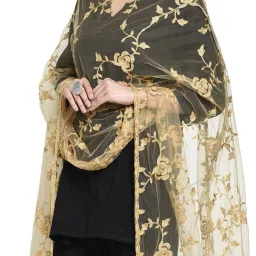 Net Embroidered Gold Women Dupatta-picture-13