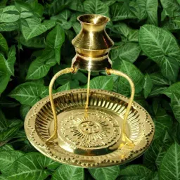 Jal Abhishek Stand with Lota for thali shivling ,shivling stend shiva lingam Brass-5