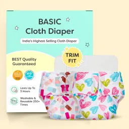 BASIC New Trimmer Cloth Diapers for Babies | Reusable & Adjustable | 3M - 3Y-18