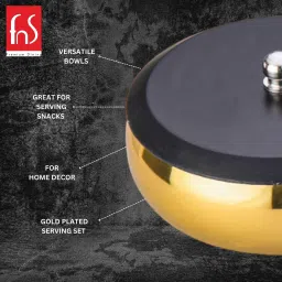 FNS Orbit Steel Gold Serving Set -3 Bowls with Lid and Round Tray Bowl, Tray Serving Set image 3