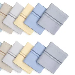 Wanzhow Large Cotton Handkerchiefs Hanky Kerchief For Men White Striped ["Multicolor Kerchief for Men"] Handkerchief-3