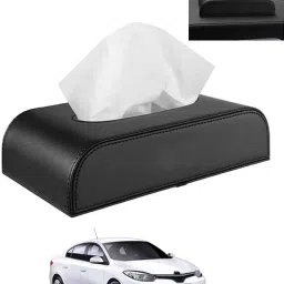 Black Tissue Holder Leatherite/Include Tissue/Save Space For Home/Car/Office-90 Vehicle Tissue Dispenser-23