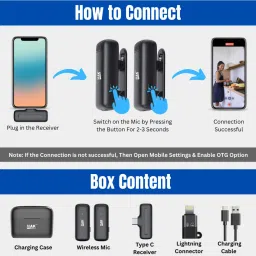 mak Dual Wireless Mic with Charging Case for Vlogging/Recording For Type C/iPhone Microphone image 4