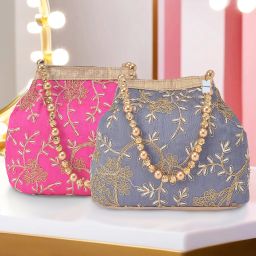 By Kuber Industries Women Pink, Grey Potli-image-43