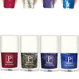 PERPAA Set Of 4 Glitter Light Reflective UV Gel Sparkly Nail Polish - 5ml Each-47