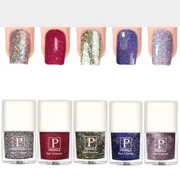 PERPAA Set Of 5 Glitter Light Reflective UV Gel Sparkly Nail Polish - 5ml Each-17