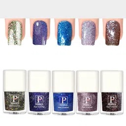 PERPAA Set Of 5 Glitter Light Reflective UV Gel Sparkly Nail Polish - 5ml Each-21