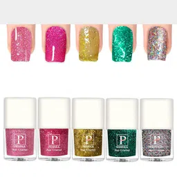 PERPAA Set Of 5 Glitter Light Reflective UV Gel Sparkly Nail Polish - 5ml Each-36