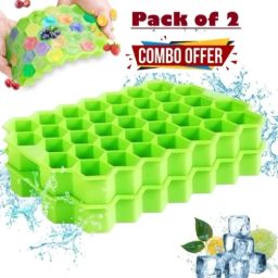 2Pcs Soft Flexible Silicone Honeycomb Shape ice cube maker tray Molds 37 Grids Green Silicone Ice Cube Tray-20