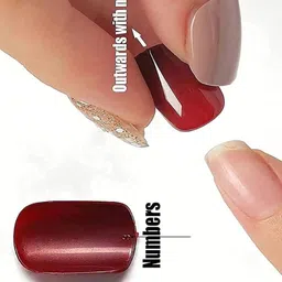 AMOK STORE Set of 12 Reusable Artificial Nails With Application Kit - Maroon image 4