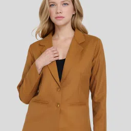 Women Solid Single Breasted Casual Blazer-image-30