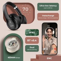 noise Airwave Max 4 with 70 Hours Playtime,ENC wiith Dual pairing & Ultra-low latency Bluetooth Headset image 2