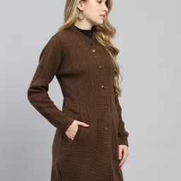monte carlo Blend Wool Self Design Coat For Women image 3