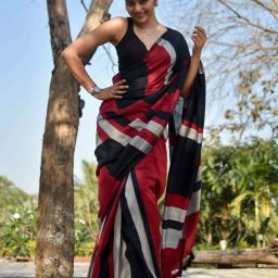 Color Block Daily Wear Pure Cotton Saree-image-4