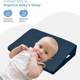 cherilo Half Size Elevated Wedge Pillow for Baby Crib & Mattress Memory Foam Solid Baby Pillow Pack of 1 image 4