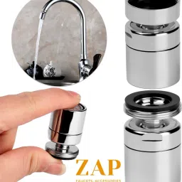 zap X-FLOW 360 Degree Rotatable Universal Fit Aerator Water Saving Foam Flow Chrome Finish Faucet Nozzle image 4