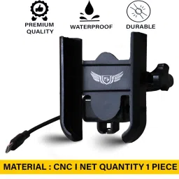 flipkart smartbuy Pre-Install C-Type Cable Version 3 Metal Body 360 Degree Rotating Handle Fitting Bike Mobile Holder image 4