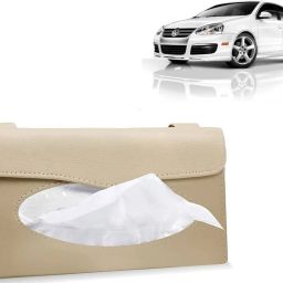 BT407-Car Sun Visor Tissue Box Holder PU Leather Paper Napkin Organizer Hanging Vehicle Tissue Dispenser-image-23