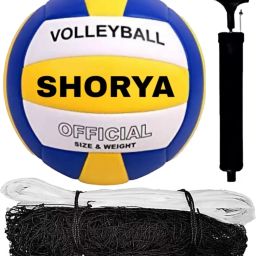 SHORYA VOLLEYBALL WITH AIR PUMP AND NYLON NET Volleyball - Size: 4-picture-12