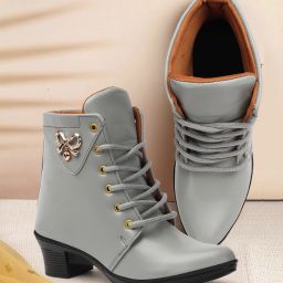 Girls High Ankle Suede Whiter Boots Boots For Women-image-3