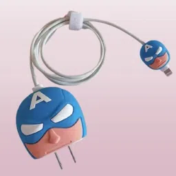 JOBINKA 18W/20W iPhone USB-C Power Adapter Charger Cartoon Case Cover (Blue Iron Man) Cable Protector-image-36