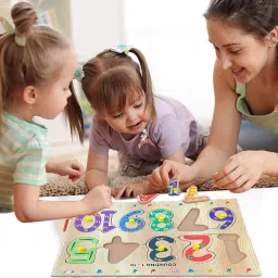 Learning Puzzle Board Math counting 123 matching Number Educational Toy Blocks-24