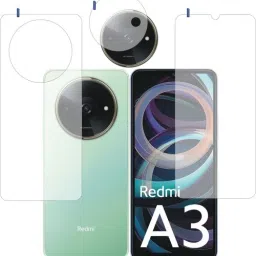 DESIBUZZ Front and Back Tempered Glass for REDMI A3, REDMI A3X with Camera lens-image-31