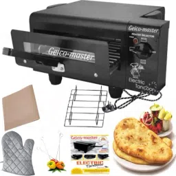 1500W Upper and Lower on/Off System Small Electric tandoor Pizza Maker Fish Chicken Tikka Naan Tandoori Roti Cake Baker French Fries Meat Barbecue Chaap Oil-free Fryer (Black)Comboo Electric Tandoor-image-39