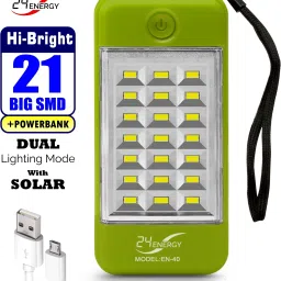 USB Mobile Power Bank Cum 21 LED Rechargeable 4 hrs Lantern Emergency Light-21