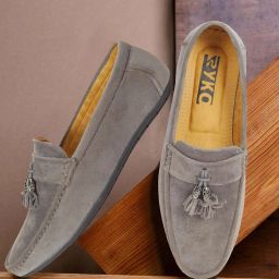 Mens Grey Casual Loafer Shoes Classic Comfortable Slip On Penny Loafers Loafers For Men-image-6