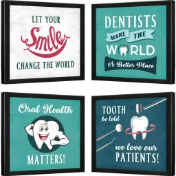 Dentist Quotes wall Frame - Wall - Inspirational Posters Framed - (28 cm x 28 cm ) x 4– Set of 4 -Multicolor Paper Print-image-63