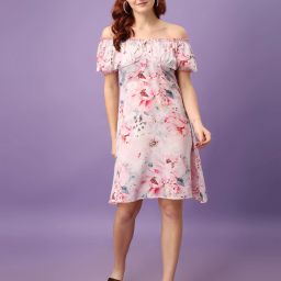 Women Gathered White, Pink Mini/Short Dress-image-68