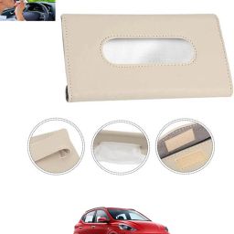Beige Leatherite Rectangle Shape Fancy Design Tissue Dispencer For Car-29 Vehicle Tissue Dispenser-16