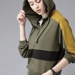 roadster Women Full Sleeve Self Design Hooded Sweatshirt-picture-1