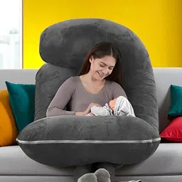 J Shaped Microfibre Solid Pregnancy Pillow Pack of 1-image-84