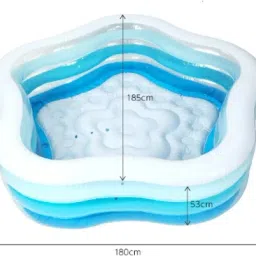 kindertales Children's (IND*66) inflatable pool with inflatable185x180x53cm With Free Pump Inflatable Swimming Pool image 4