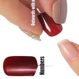 AMOK STORE Set of 12 Reusable Artificial Nails With Application Kit - Maroon image 3