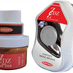 Zedz Shoe Cream 60gms (Light Brown) and Instant Shoe Shiner (Natural) Leather, Patent Leather, Synthetic Leather Shoe Cream-image-24