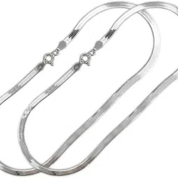 Pair of Flat Snake Design Pure 92.5 Sterling Silver Anklet-image-22