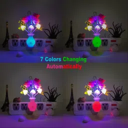 inspirecloud auto ON/Off Sensor Mushroom Shape LED Night lamp with Multicolor Light Illuminated and Flowers Night Lamp image 4