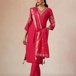 truebrowns Embroidered Kurta, Trouser/Pant & Dupatta Set-picture-34