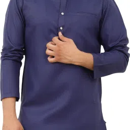 Men Solid Cotton Blend Straight Kurta-image-93