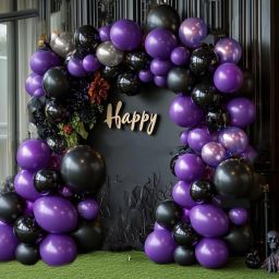 Solid Purple Balloon Black Silver Metallic Balloon Garland Kit Balloon-8