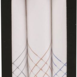 CROSSLINE Men's Cotton Handkerchiefs (White) Pack of 3 ["White"] Handkerchief-image-33
