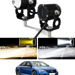 Twin Mini Led Light High/Low Beam With 2 Color For SuperbSkoda2017 Fog Lamp Car, Motorbike, Truck, Van LED for Skoda (12 V, 55 W)-47