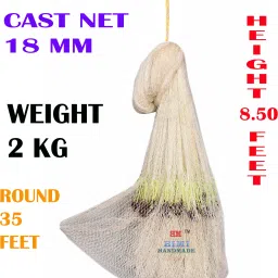 CAST NET 18 MM WEIGHT 2 KG ROUND 35 FEET Aquarium Fish Net-14