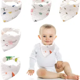 Ultra Soft Pure Cotton Bibs for Babies Toddlers 6-24 Months 5 Pack Skin Friendly-image-44