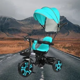 Canopy Tricycle with Soft Seat,Front-Back Basket,Parental Push Handle,Bell Kids Canopy Tricycle for Babys with New Colours Yellow::Black Tricycle-image-68