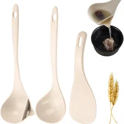 Kitchen Soup Spoons Rice Scoop Set of 3 Pcs Rice Scoop Soup Spoon Oil Separation Plastic Soup Spoon Set-image-38